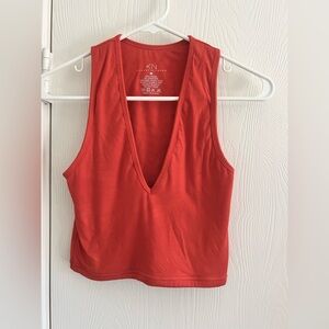 Women's Klassy Network Orange V-neck Crop Top with Built-in Bra